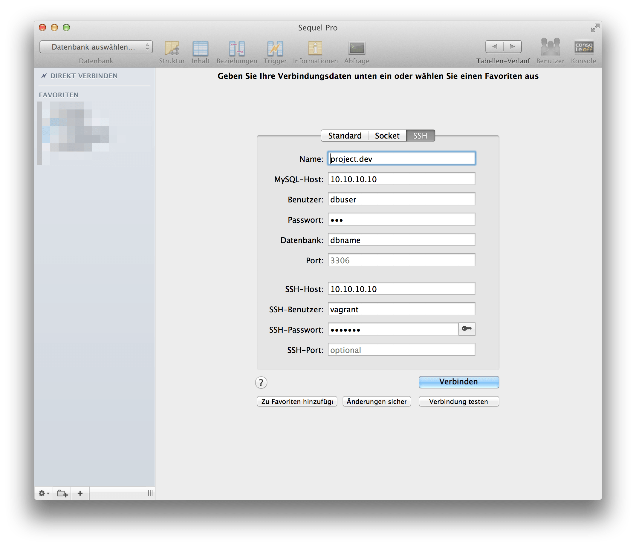 Screenshot of SequelPro Settings Page