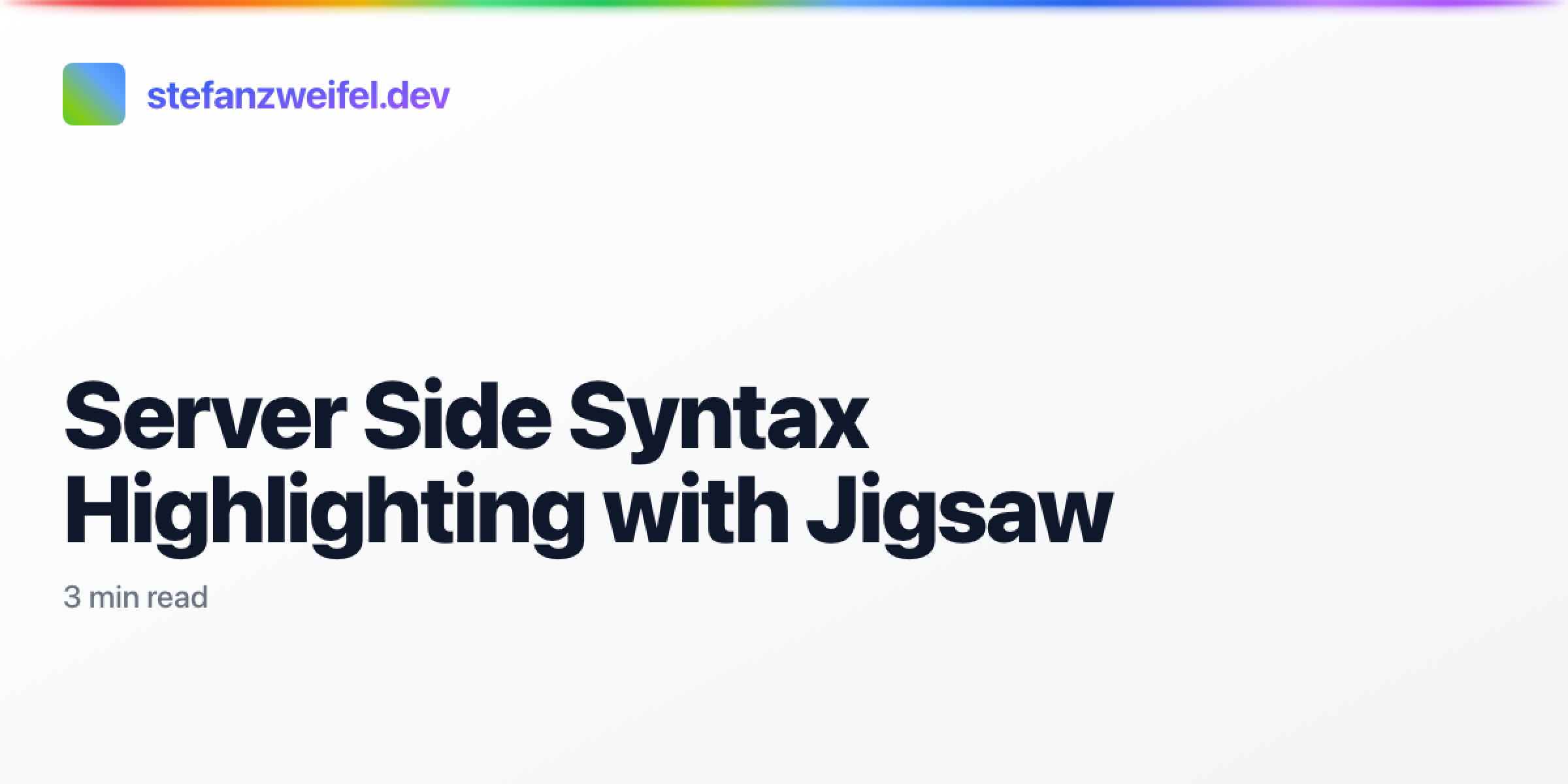 Server Side Syntax Highlighting with Jigsaw | stefanzweifel.dev